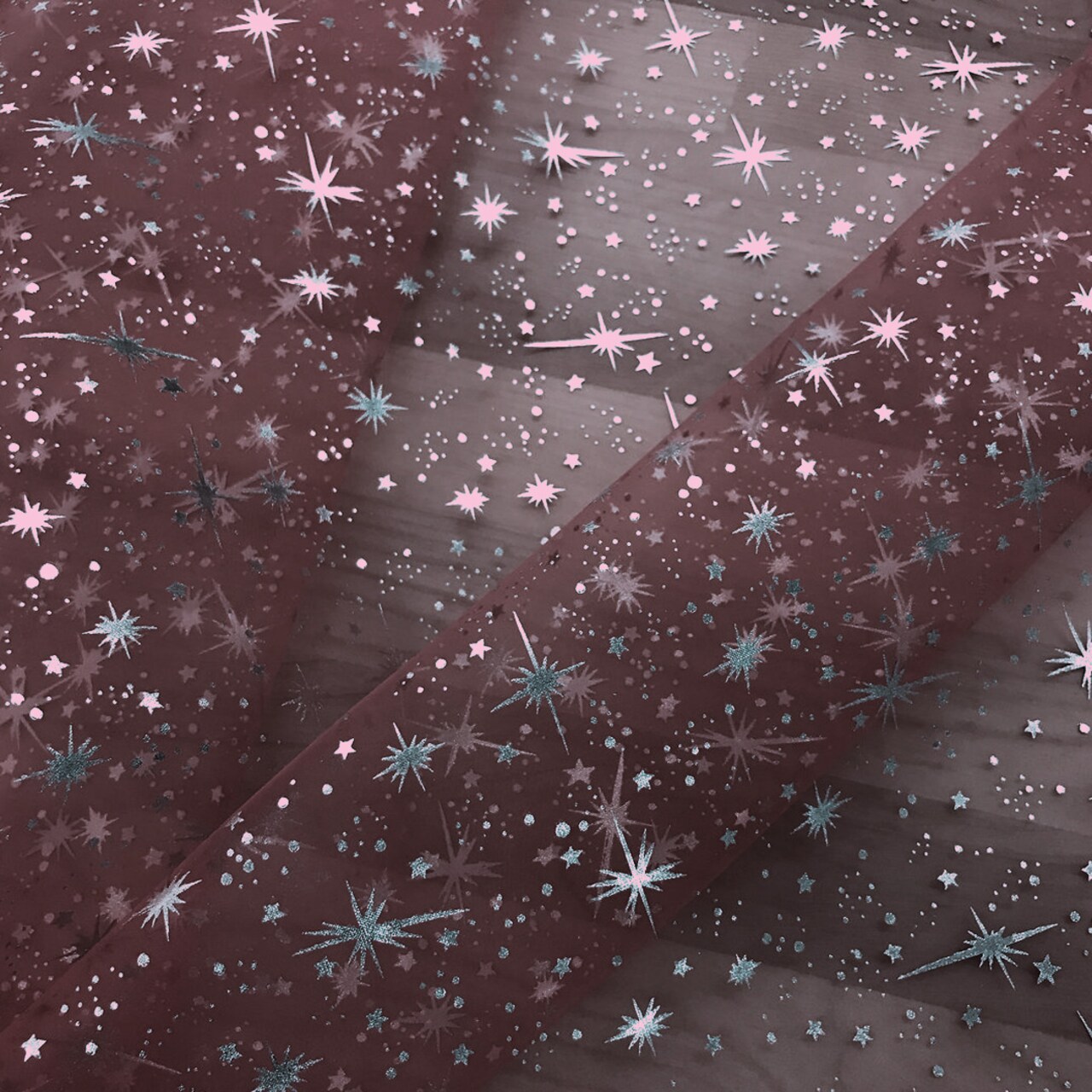 1 Yard Foil Star Organza Fabric Sheer Silver Stars Lightweight Polyester 58/59 inches wide